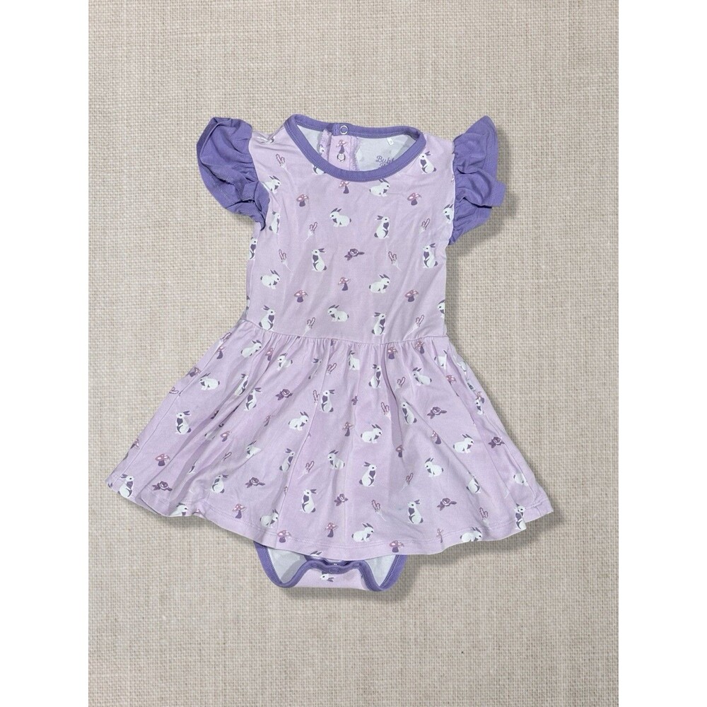 Bubble Baby Bamboo Bunny Dress Bodysuit 2T Purple Easter Rabbits